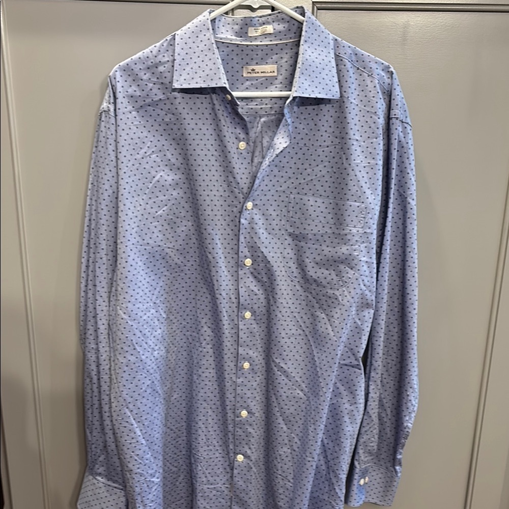 Peter Millar blue button down dress shirt sz XL